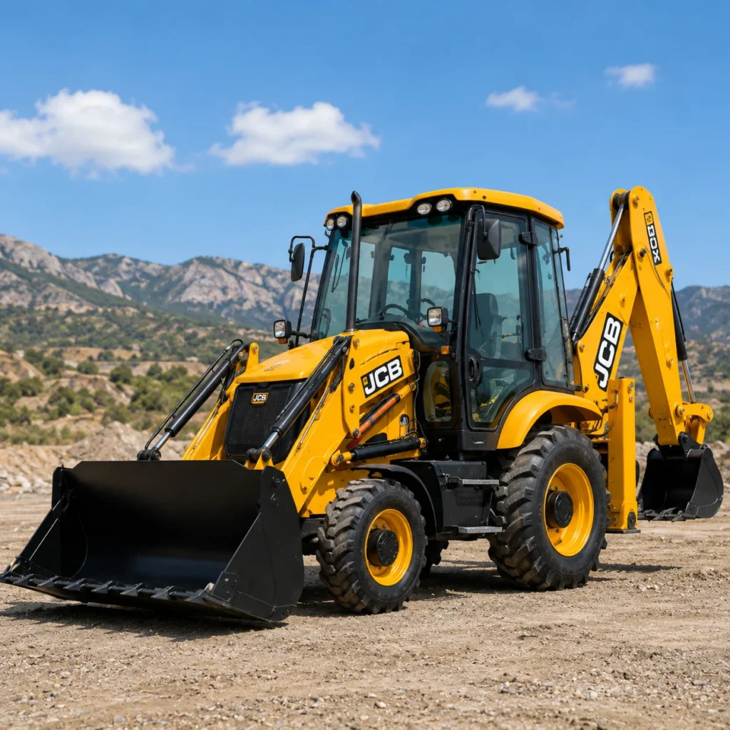 Backhoe loader working on construction project in UAE