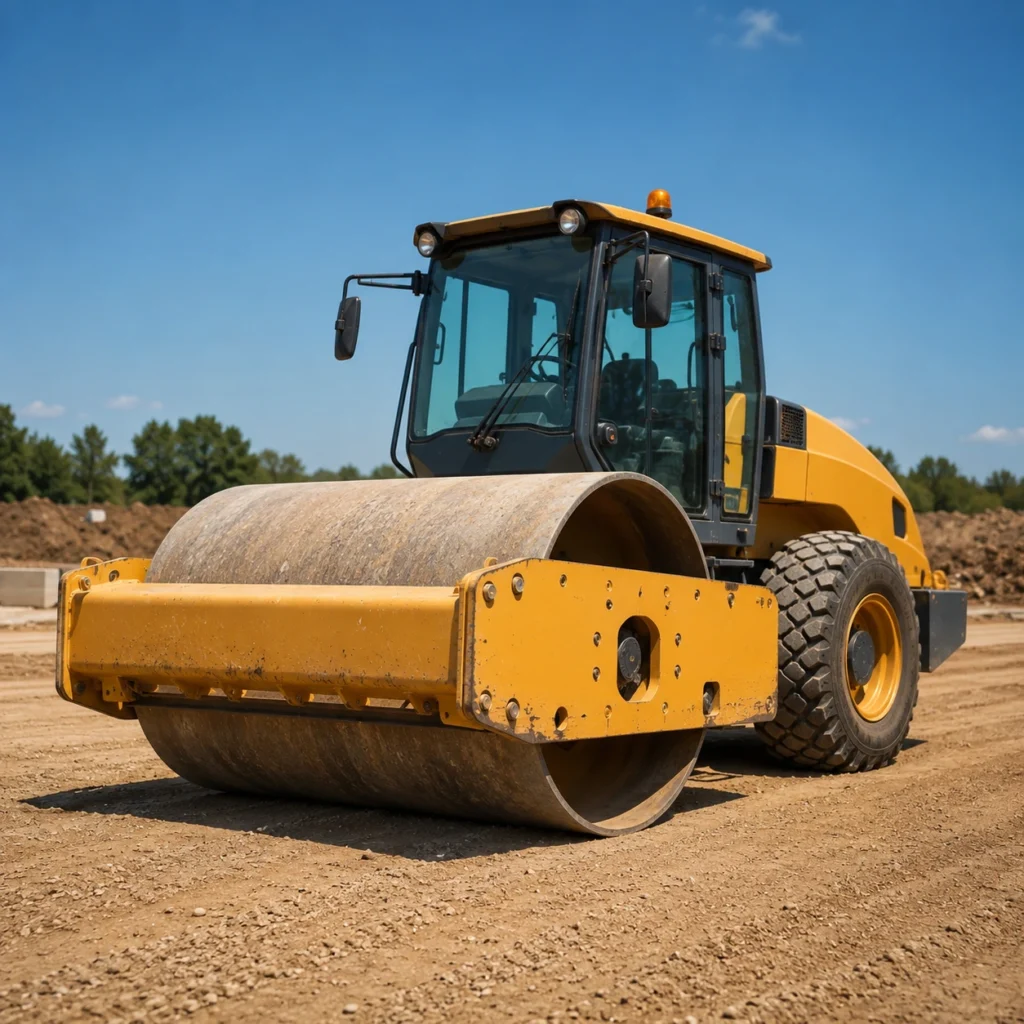 Road roller rental in the UAE by Atlas Power Transport and Machinery Rent for road construction, asphalt compaction, soil compaction, and infrastructure projects.