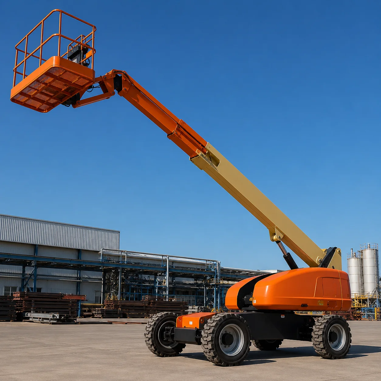 Modern articulating and telescopic boom lift available for rent in UAE