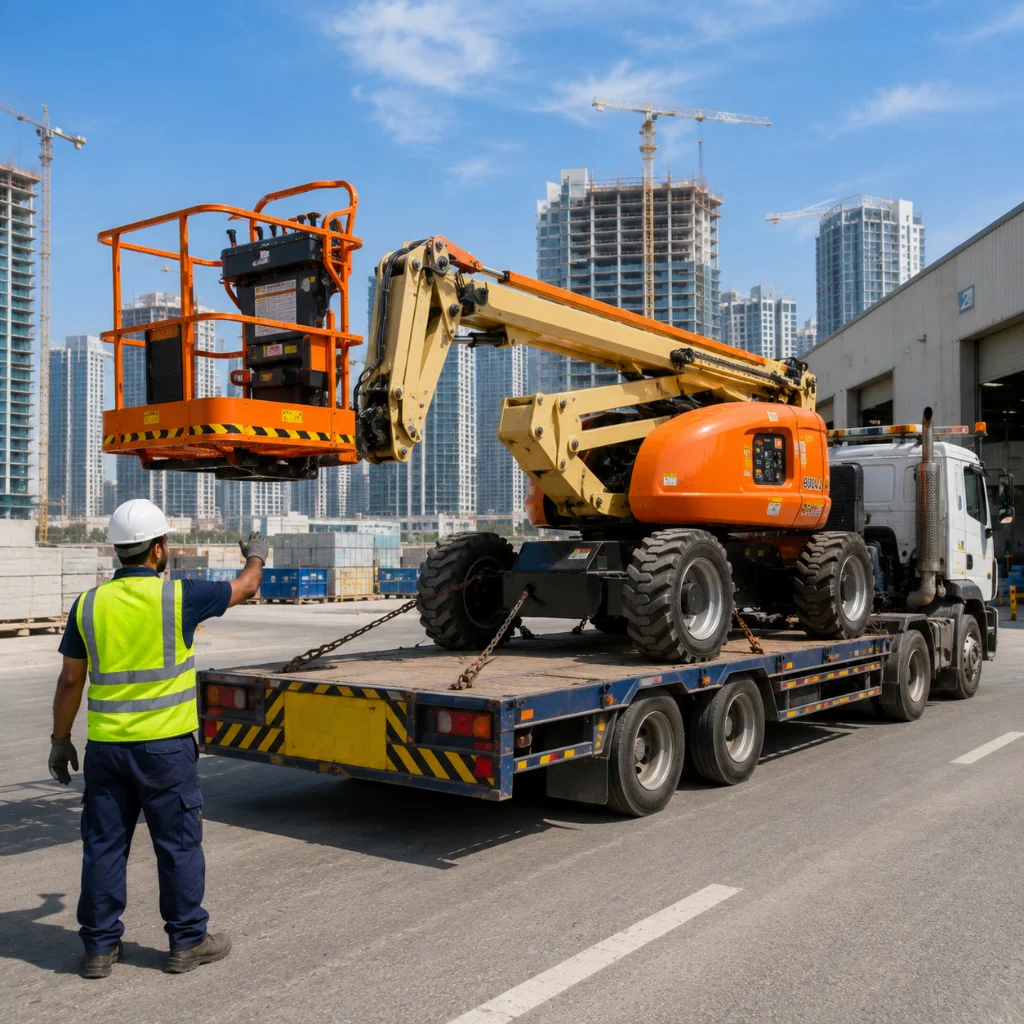 Boom lift transported safely to construction project across UAE