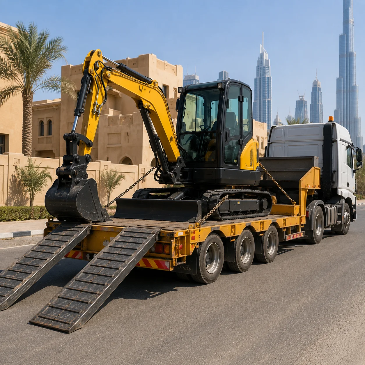 Mini excavator delivered to a UAE project site