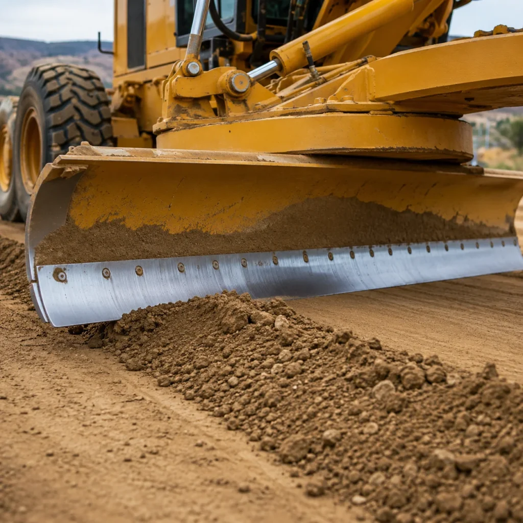 Motor grader blade leveling construction surface