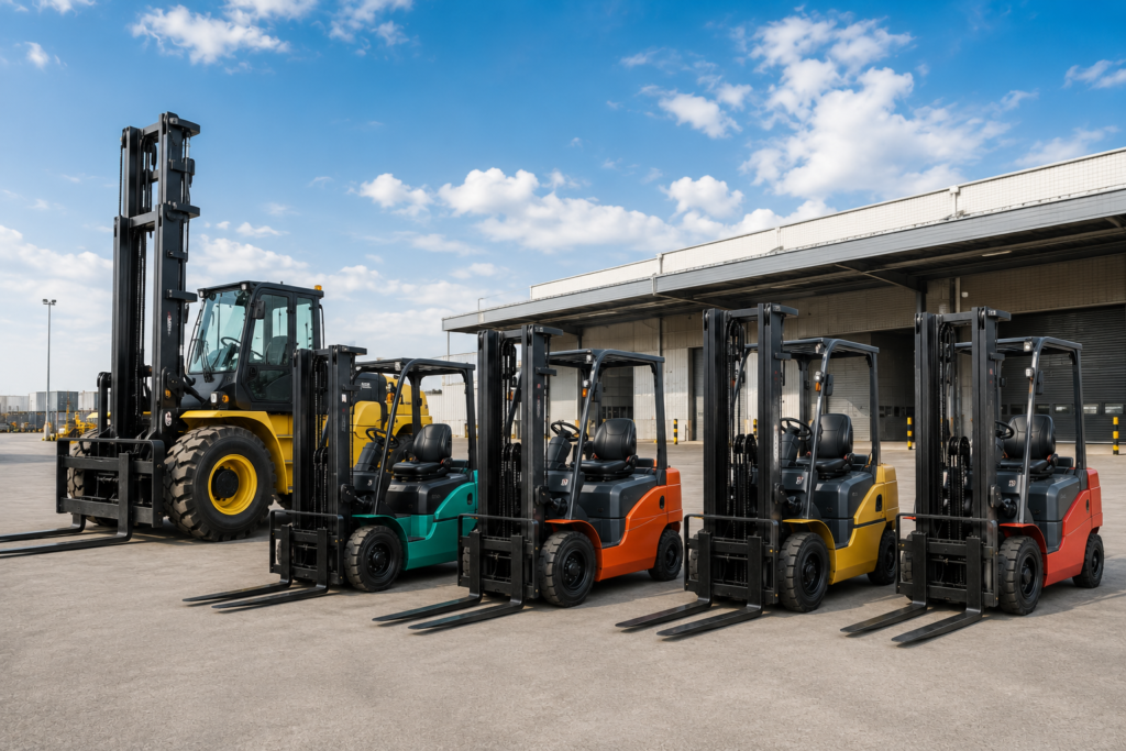 Modern forklift rental services for warehouses, construction, logistics, and industrial projects in UAE