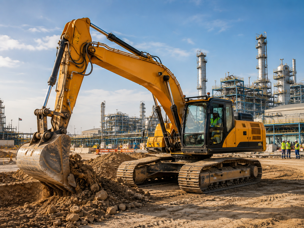 Excavator rental for industrial projects in UAE
