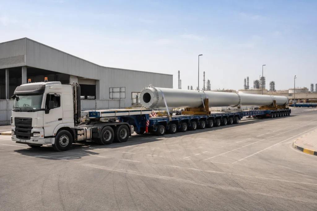 Extendable trailer for project cargo transport in UAE