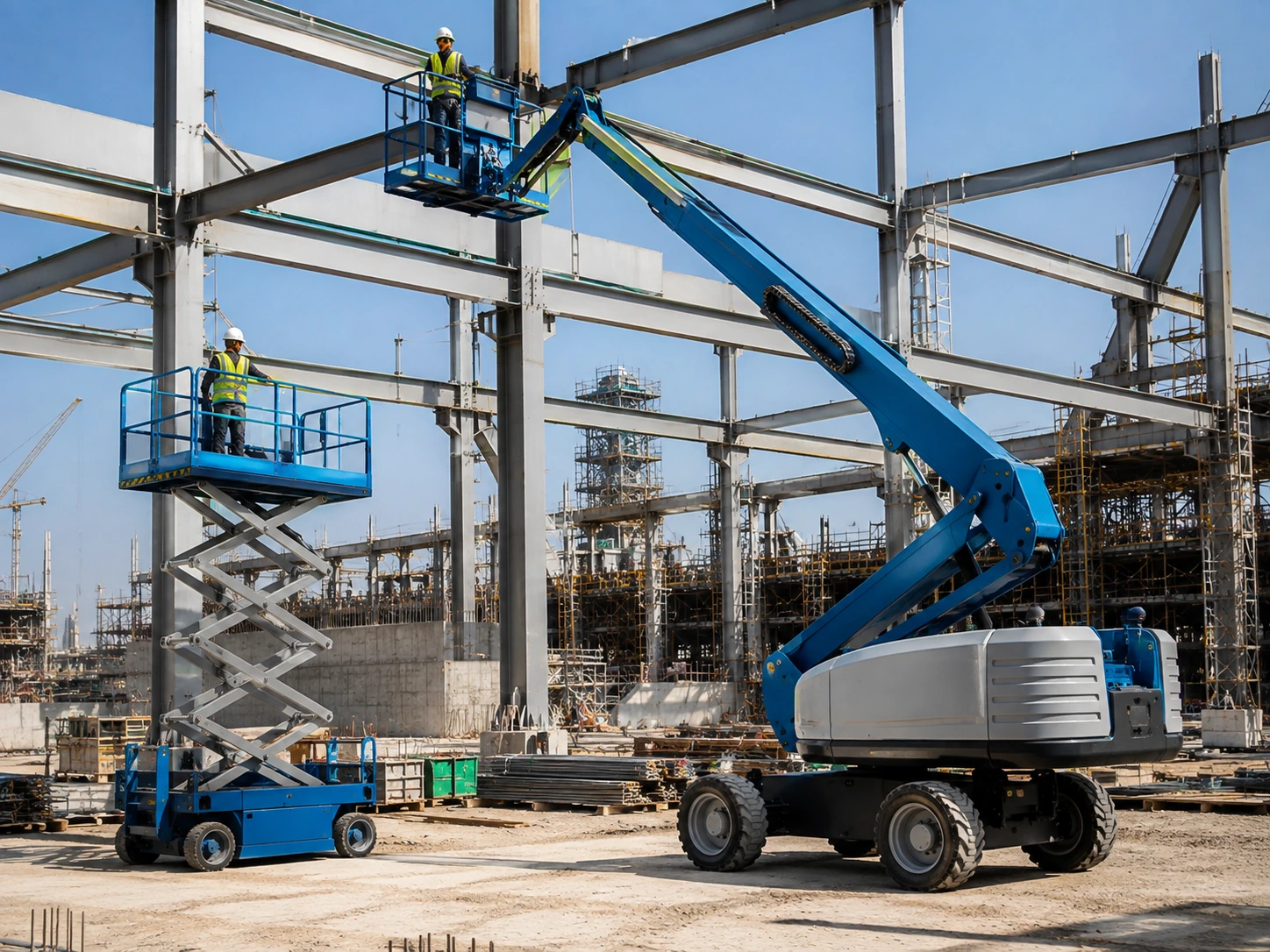 Boom and scissor lifts available for rental in the UAE