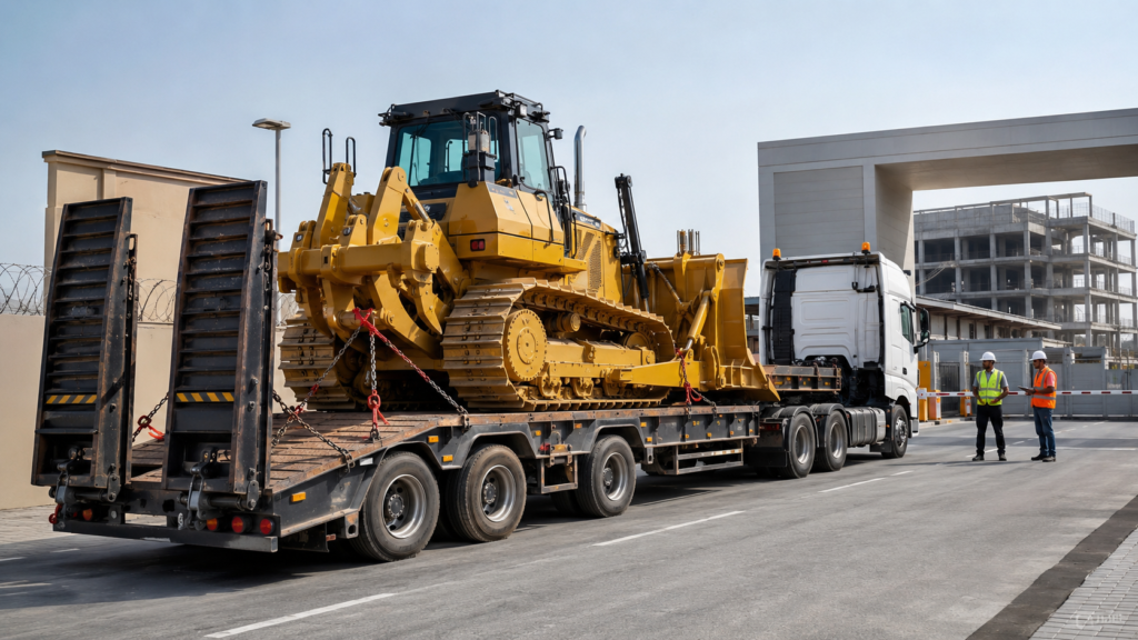 Bulldozer equipment mobilization and delivery to project site