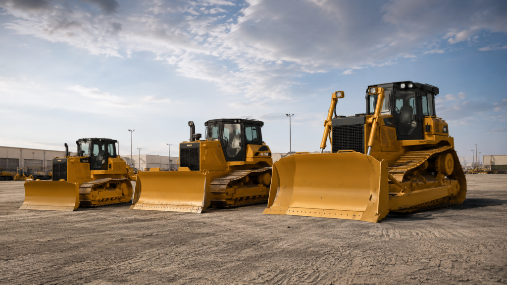 Bulldozers in different operating weight classes