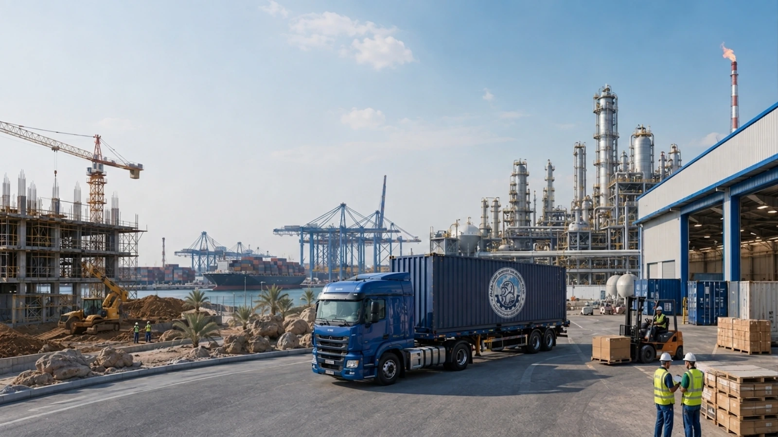 Container transport services supporting construction, industrial, manufacturing and logistics industries in UAE