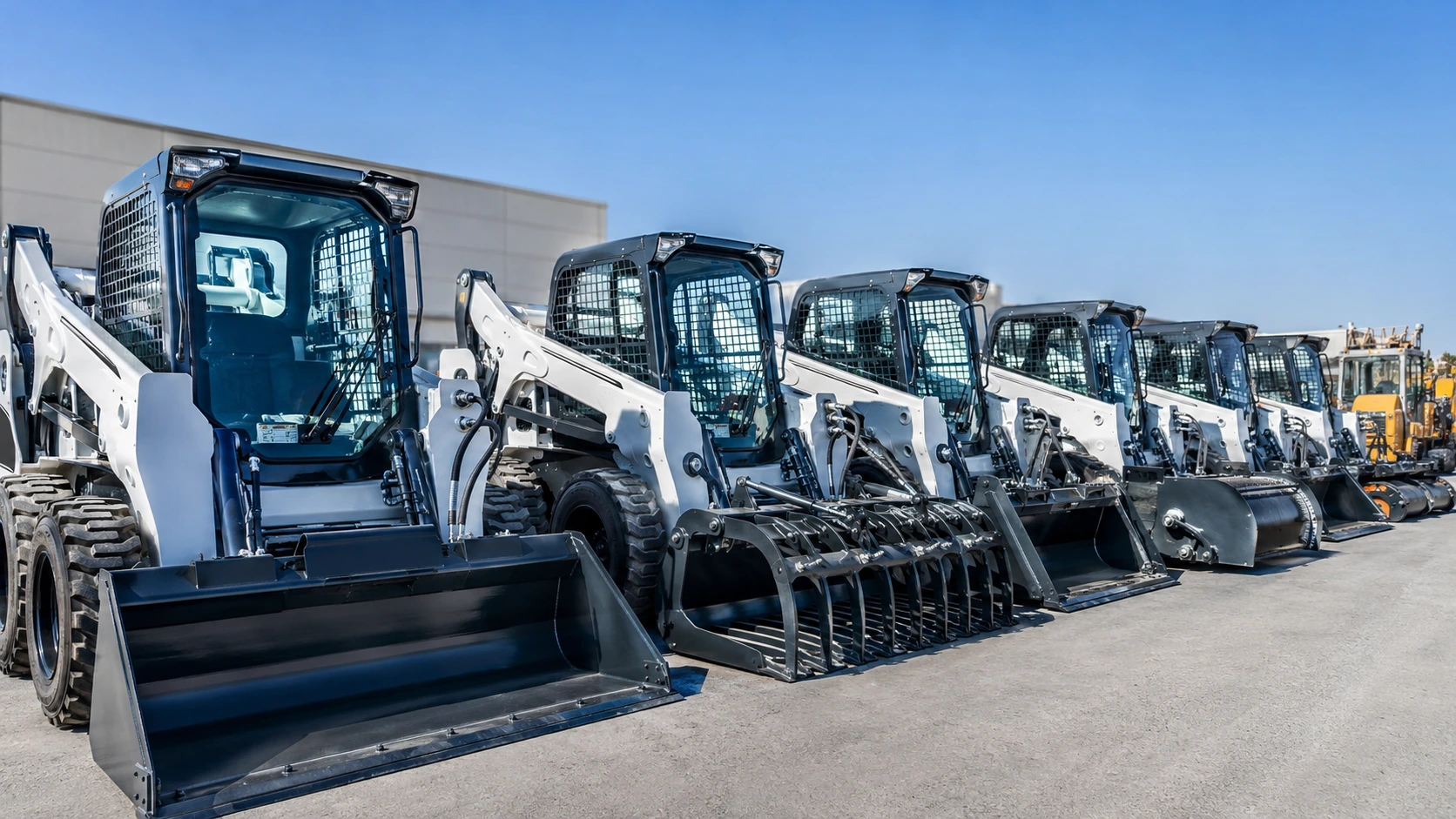 Modern skid steer loader fleet for rental