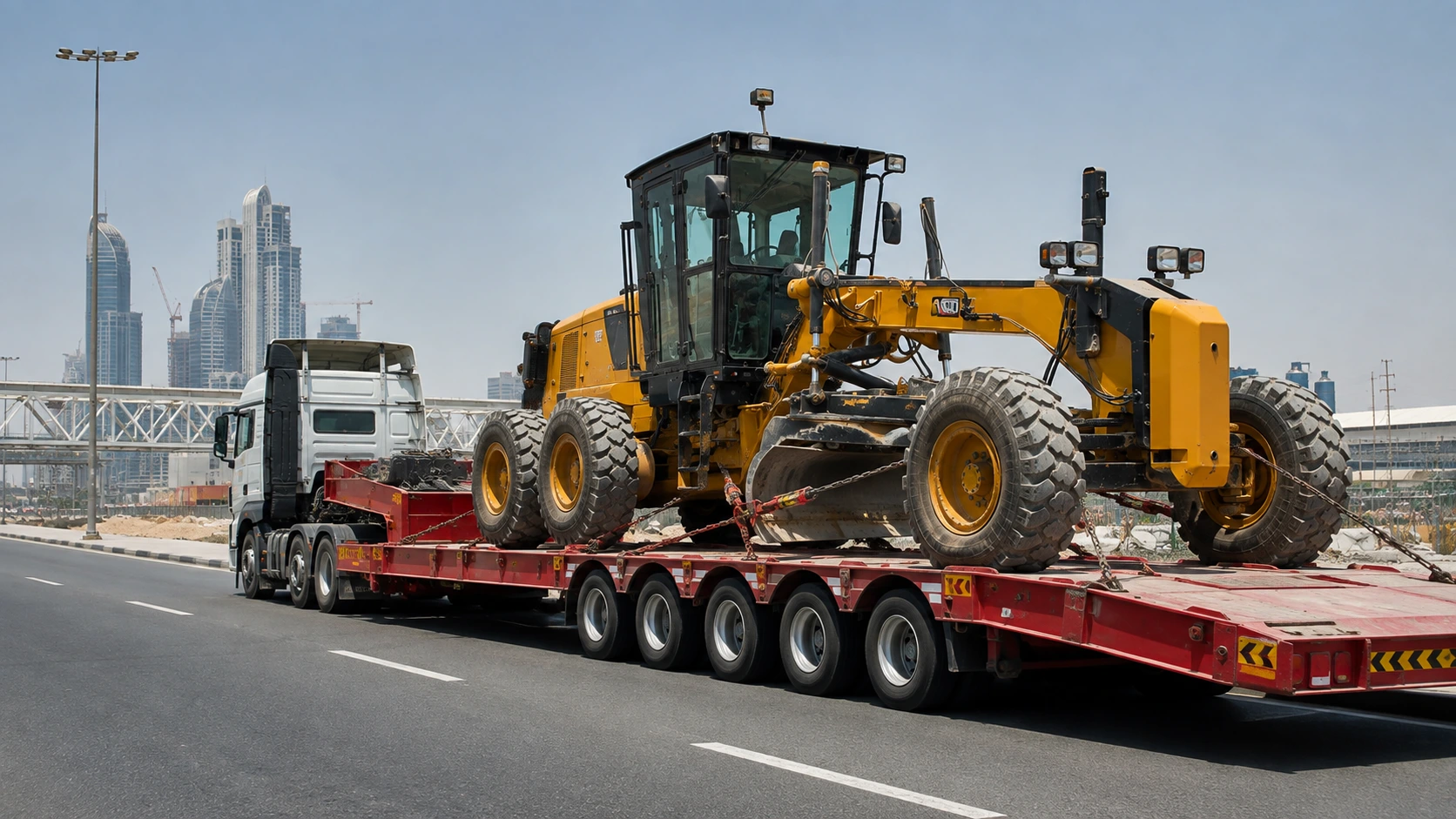 Motor grader transportation and delivery across UAE
