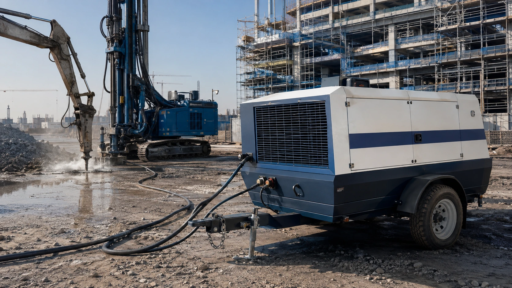 Portable diesel air compressor rental UAE