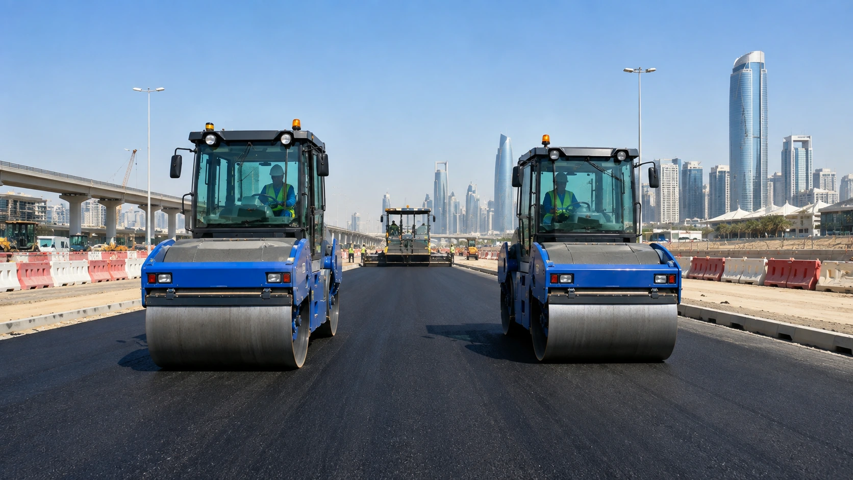 Road rollers supporting UAE infrastructure construction projects
