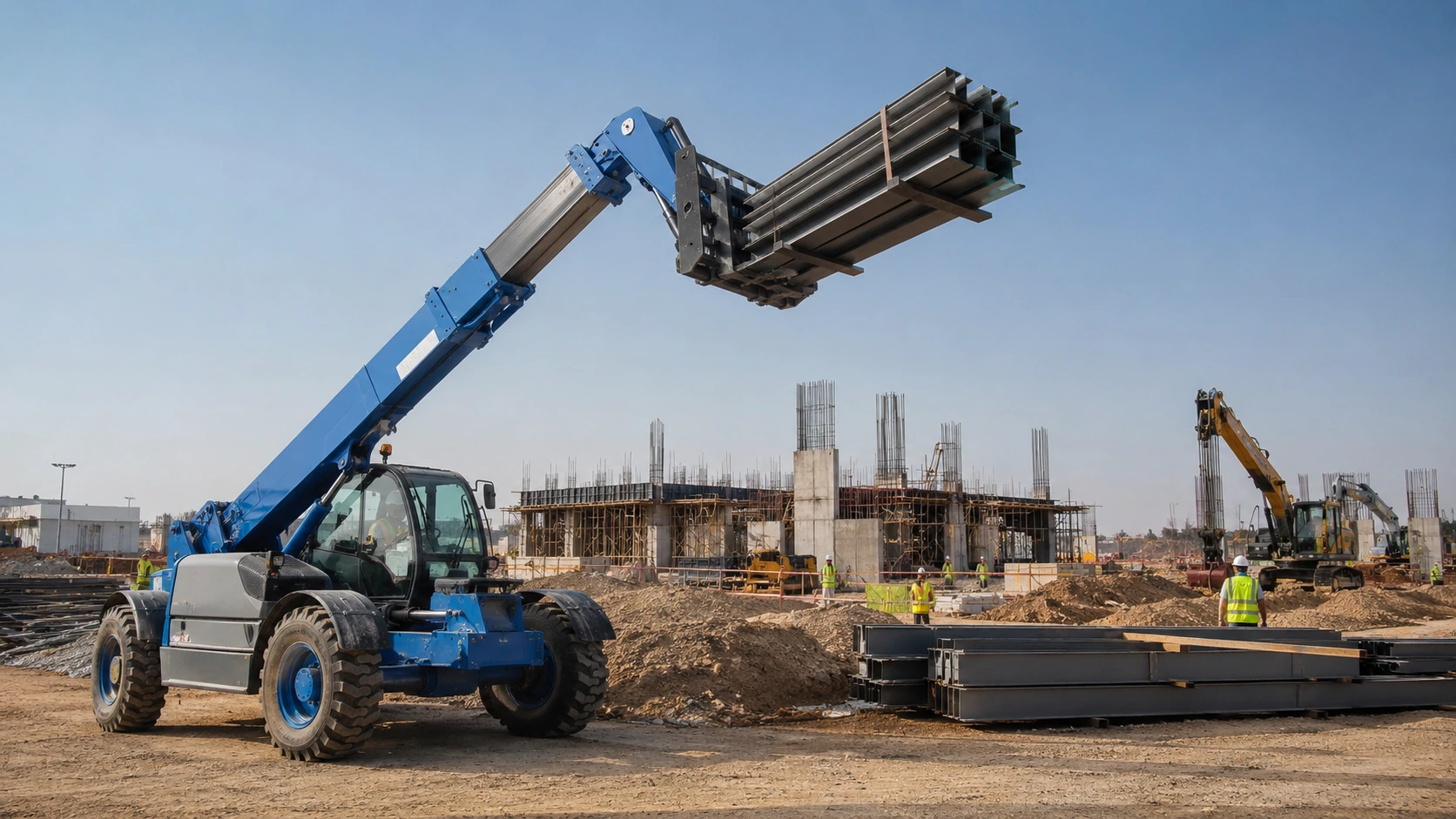 Telehandler working on construction and infrastructure projects