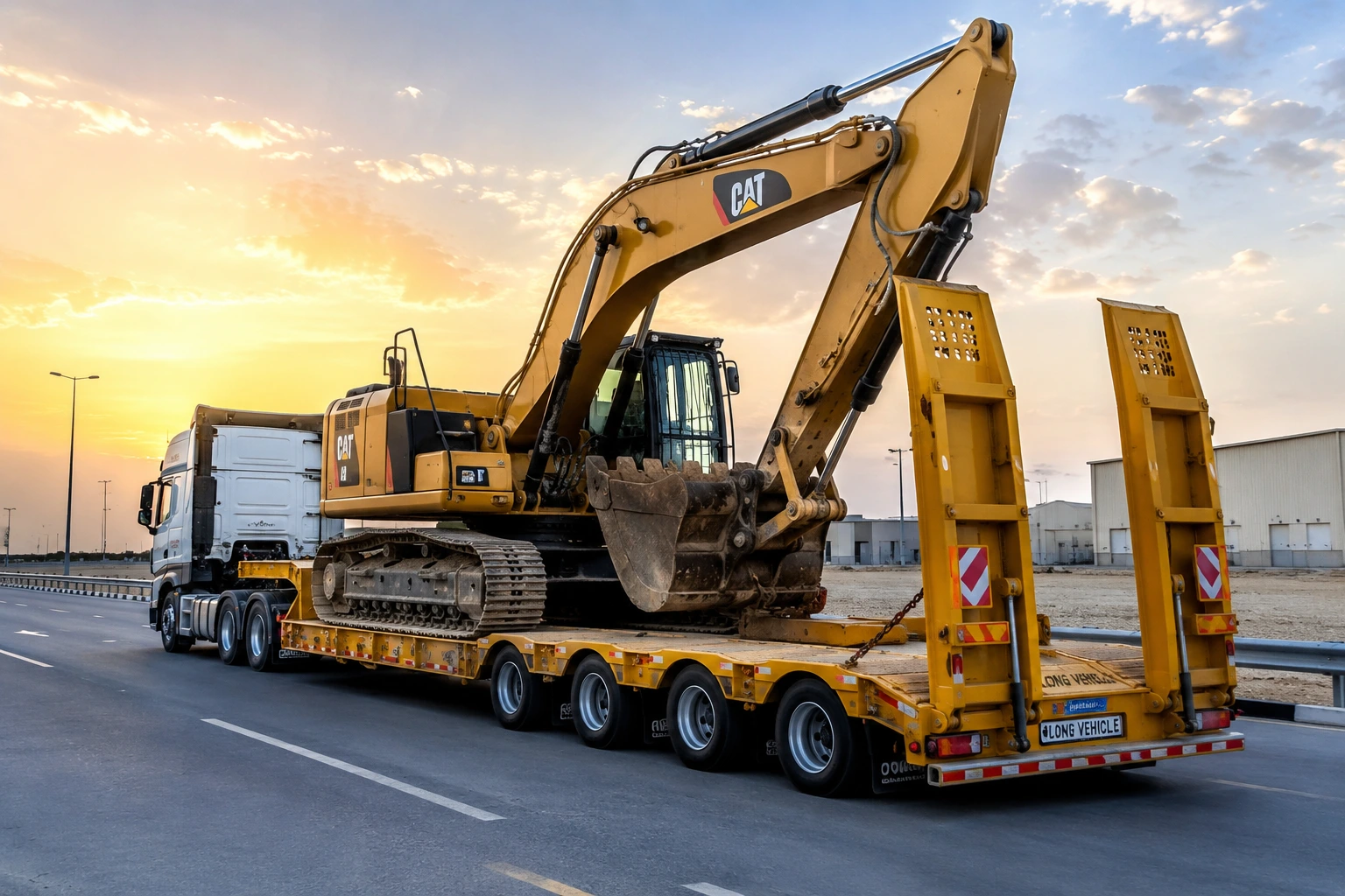 Heavy transport fleet with low bed and flatbed trailers
